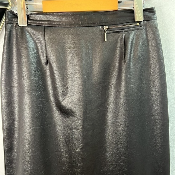 𝅺lana Lee Maxi Skirt Sz 10 Satin Glossy Blk Lined - Picture 3 of 10
